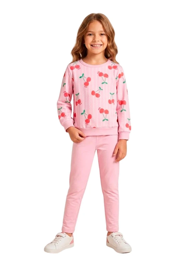 Rosa Azul - Conjunto Infantil Inverno Cereja Rosa Claro