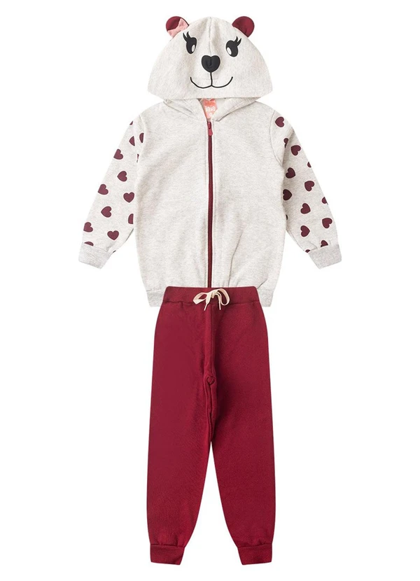 Rosa Azul - Conjunto Infantil Inverno Corações Iaia Branco