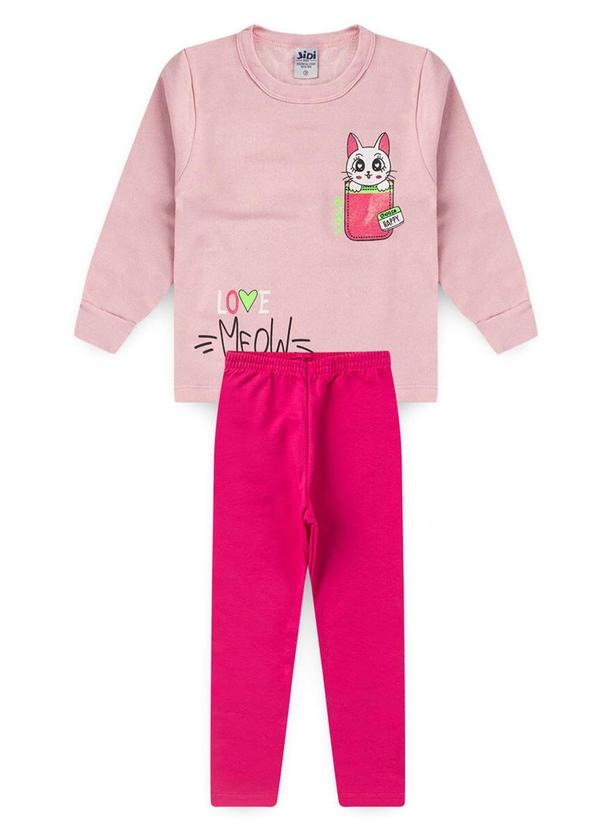 Rosa Azul - Conjunto Infantil Inverno Gatinha Kangulu Rosa