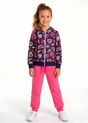 Rosa Azul - Conjunto Infantil Inverno Iaia Corações Marinho - ROSA AZUL