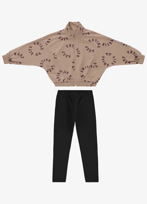 Rovi Kids - Conjunto Infantil Jaqueta com Legging Marrom - ROVI KIDS