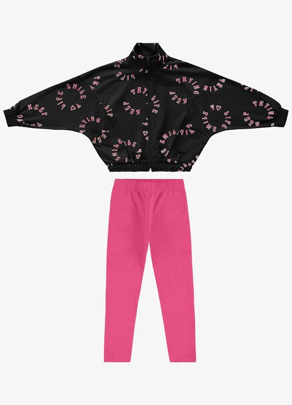 Rovi Kids - Conjunto Infantil Jaqueta com Legging Preto