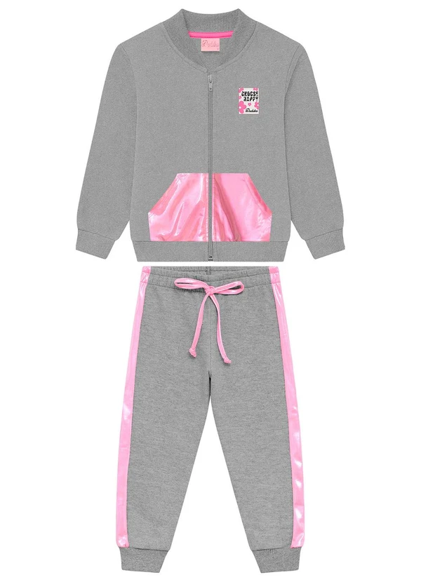 Duduka - Conjunto Infantil Jaqueta e Calça Moletom Cinza
