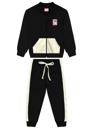 Duduka - Conjunto Infantil Jaqueta e Calça Moletom Preto - DUDUKA