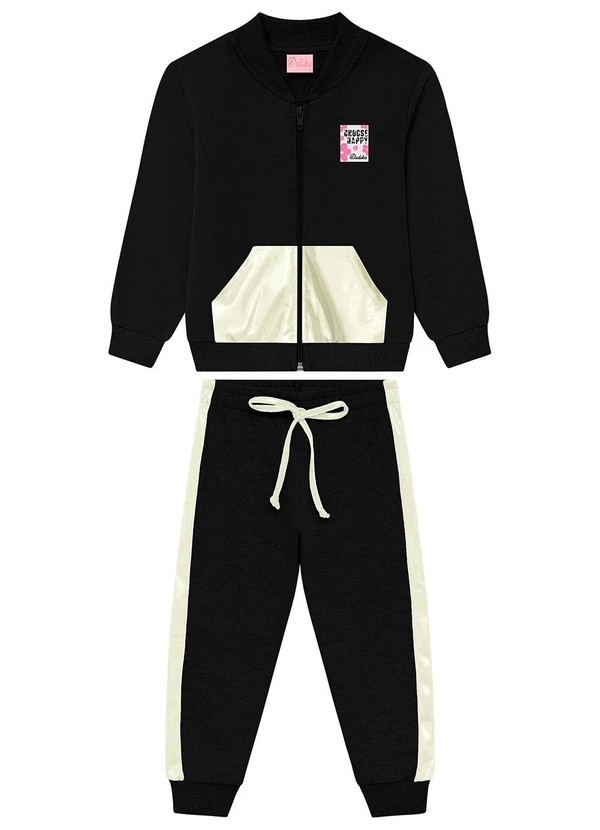Duduka - Conjunto Infantil Jaqueta e Calça Moletom Preto