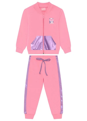 Duduka - Conjunto Infantil Jaqueta e Calça Moletom Rosa  - DUDUKA