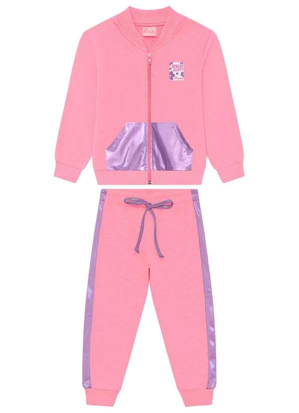 Duduka - Conjunto Infantil Jaqueta e Calça Moletom Rosa