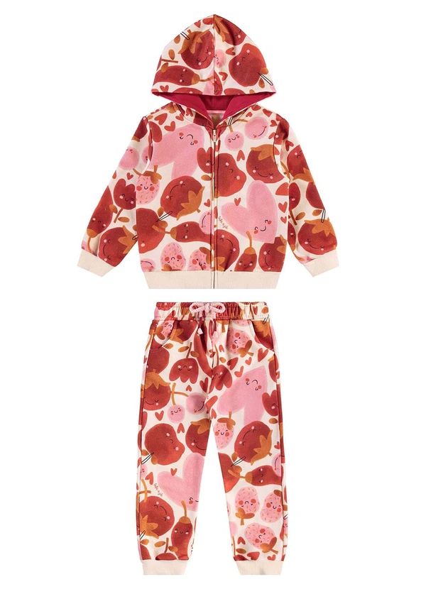 Três e Já - Conjunto Infantil Jaqueta e Calça Rosa 3