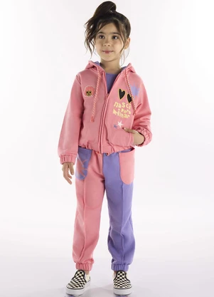 Três e Já - Conjunto Infantil Jaqueta e Calça Rosa - TRÊS E JÁ