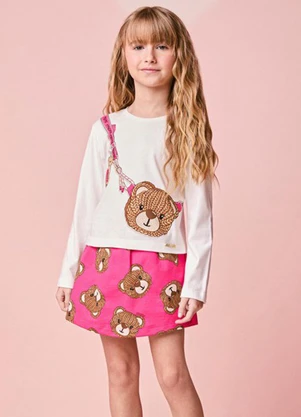 Momi - Conjunto Infantil Manga Longa com Bolsa de Ursinho - MOMI