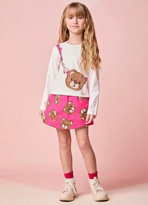 Momi - Conjunto Infantil Manga Longa com Bolsa de Ursinho - MOMI