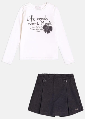 Momi - Conjunto Infantil Manga Longa de Lettering com Pre - MOMI