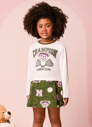 Momi - Conjunto Infantil Manga Longa de Ursinha Tenista - MOMI