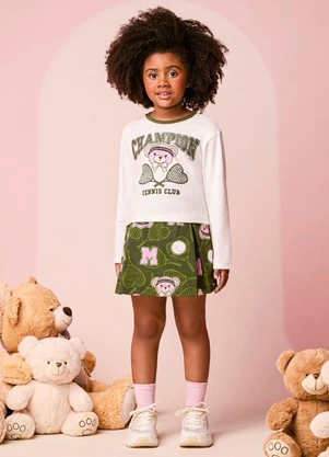 Momi - Conjunto Infantil Manga Longa de Ursinha Tenista - MOMI