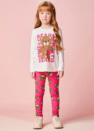 Momi - Conjunto Infantil Manga Longa de Ursinho Tricot - MOMI