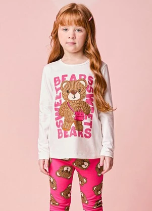 Momi - Conjunto Infantil Manga Longa de Ursinho Tricot - MOMI