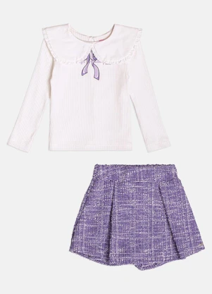 Momi - Conjunto Infantil Manga Longa em Tweed com Golinha - MOMI