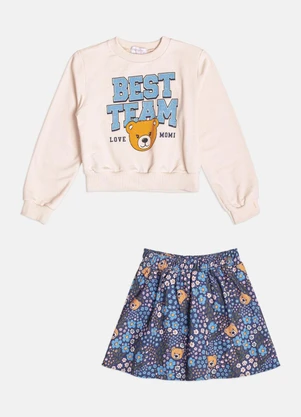 Momi - Conjunto Infantil Manga Longa Florido de Ursinho - MOMI