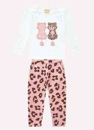 Milon - Conjunto Infantil Menina Animal Print Branco - MILON