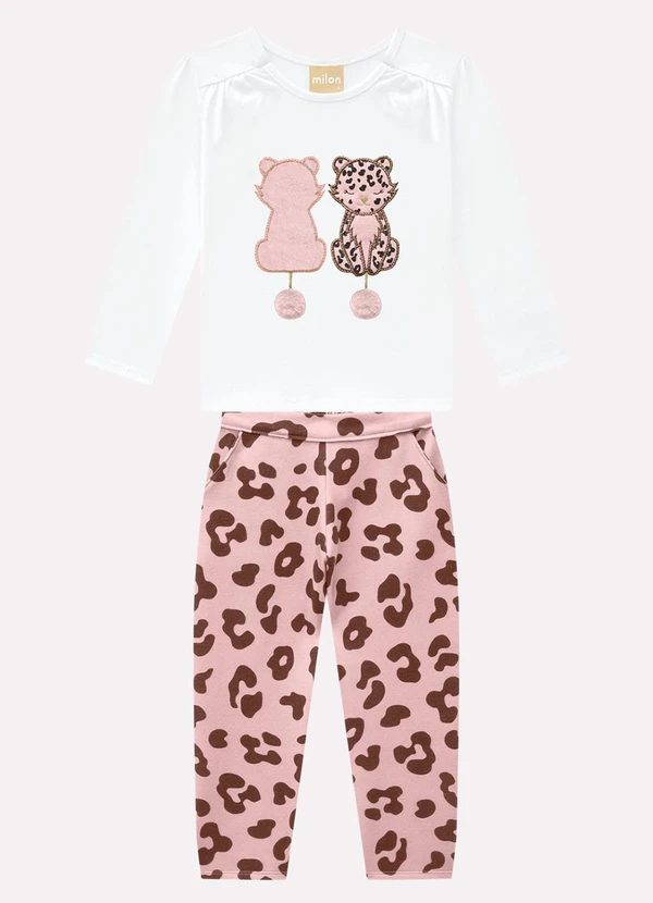 Milon - Conjunto Infantil Menina Animal Print Branco