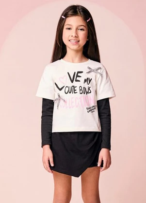 Momi - Conjunto Infantil Menina Assimétrico com Lacinhos - MOMI