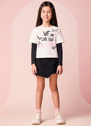 Momi - Conjunto Infantil Menina Assimétrico com Lacinhos - MOMI