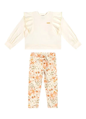 Colorittá - Conjunto Infantil Menina Babados Bege - COLORITTÁ