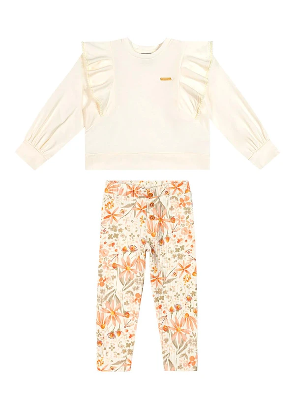 Colorittá - Conjunto Infantil Menina Babados Bege