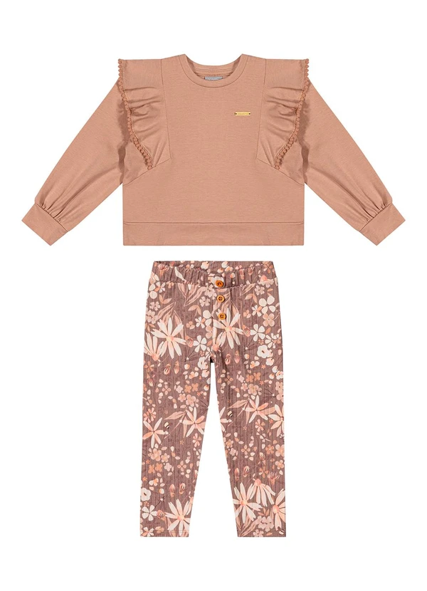 Colorittá - Conjunto Infantil Menina Babados Marrom 2