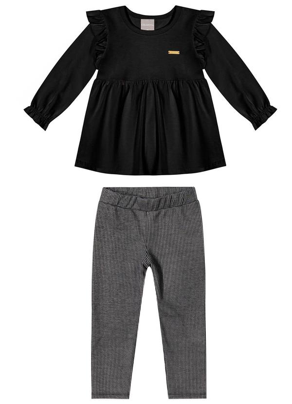 Colorittá - Conjunto Infantil Menina Blusa com Babados Preto 2