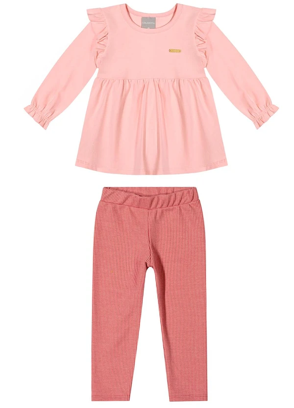 Colorittá - Conjunto Infantil Menina Blusa com Babados Rosa