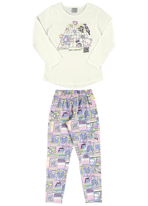 Quimby - Conjunto Infantil Menina Blusa e Legging Branco 2