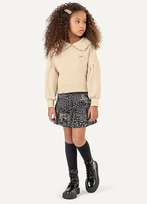 Colorittá - Conjunto Infantil Menina Blusa e Saia Bege - COLORITTÁ