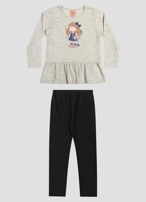 Kely Kety - Conjunto Infantil Menina Blusa Manga Longa e Legging Mescla - KELY KETY