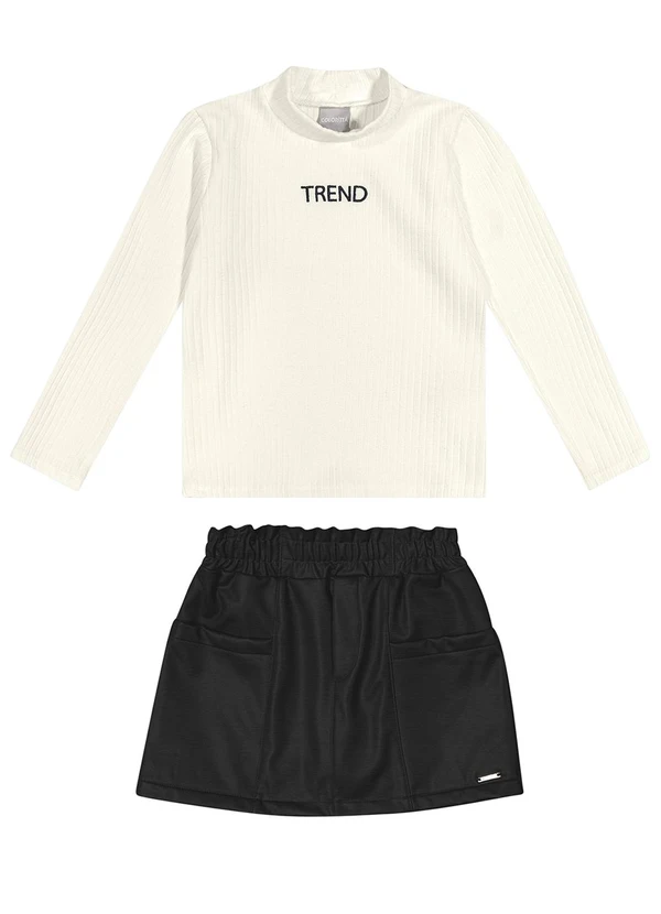 Colorittá - Conjunto Infantil Menina Blusa Trend e Saia Bege 3