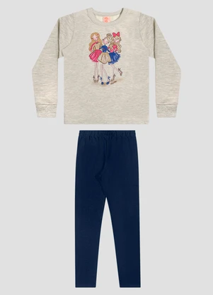 Kely Kety - Conjunto Infantil Menina Blusão com Estampa e Calça Mescla - KELY KETY