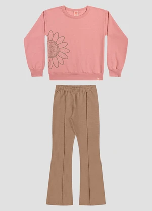 Kely Kety - Conjunto Infantil Menina Blusão com Estampa e Calça Rosa - KELY KETY