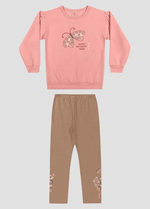 Kely Kety - Conjunto Infantil Menina Blusão e Legging Borboletas Rosa - KELY KETY