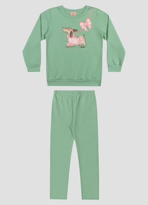 Kely Kety - Conjunto Infantil Menina Blusão e Legging Verde - KELY KETY
