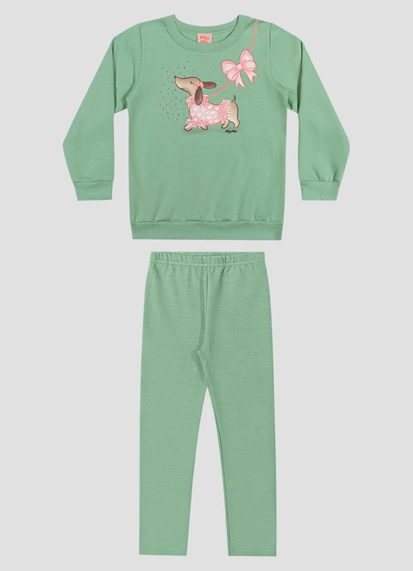 Kely Kety - Conjunto Infantil Menina Blusão e Legging Verde