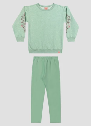 Kely Kety - Conjunto Infantil Menina Blusão e Legging Verde - KELY KETY