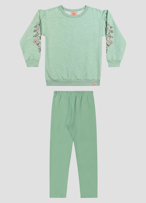 Kely Kety - Conjunto Infantil Menina Blusão e Legging Verde