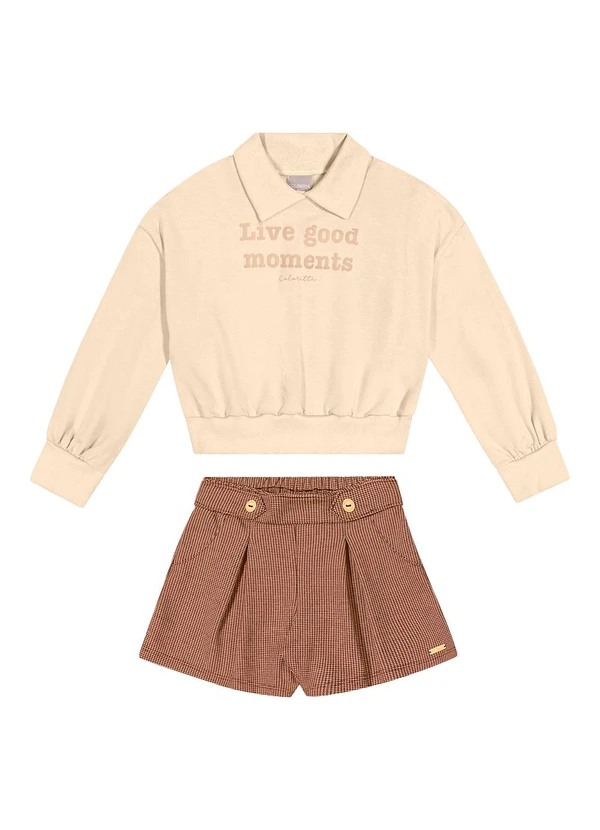 Colorittá - Conjunto Infantil Menina Blusão e Short Bege