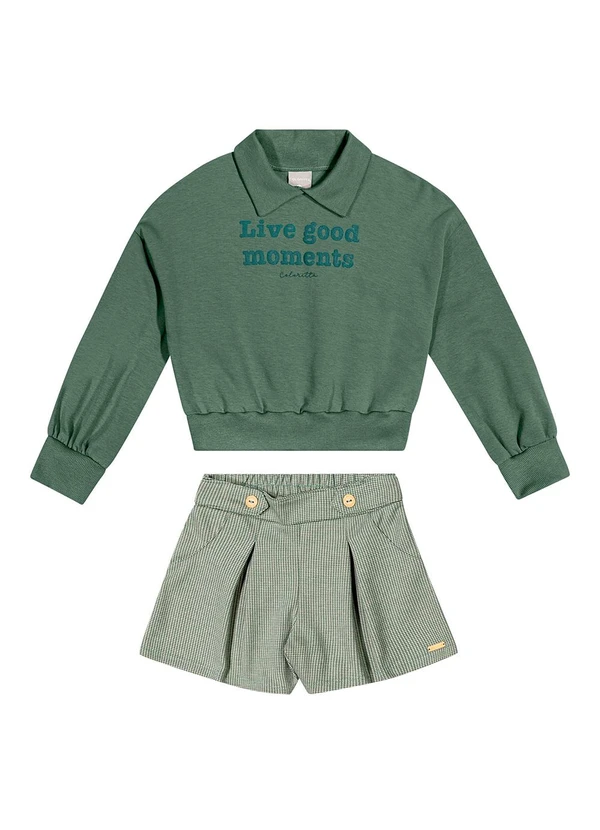 Colorittá - Conjunto Infantil Menina Blusão e Short Verde