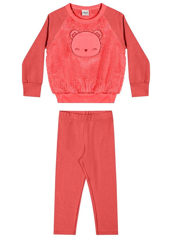 Elian - Conjunto Infantil Menina Blusão Pelúcia Laranja 2