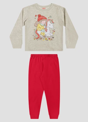 Kely Kety - Conjunto Infantil Menina Blusão Unicórnio e Calça Mescla - KELY KETY