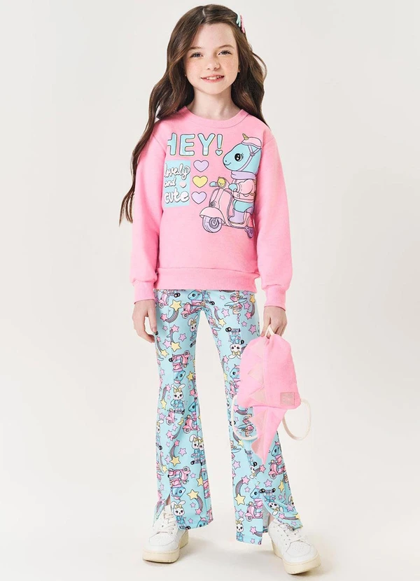 Abrange - Conjunto Infantil Menina Bolsa Dinossauro Rosa 2