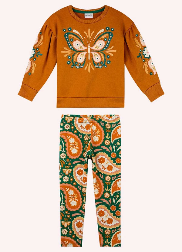 Nanai - Conjunto Infantil Menina Borboleta Amarelo