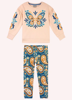 Nanai - Conjunto Infantil Menina Borboleta Bege - NANAI