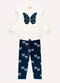 Milon - Conjunto Infantil Menina Borboleta Preto - variação: Bege